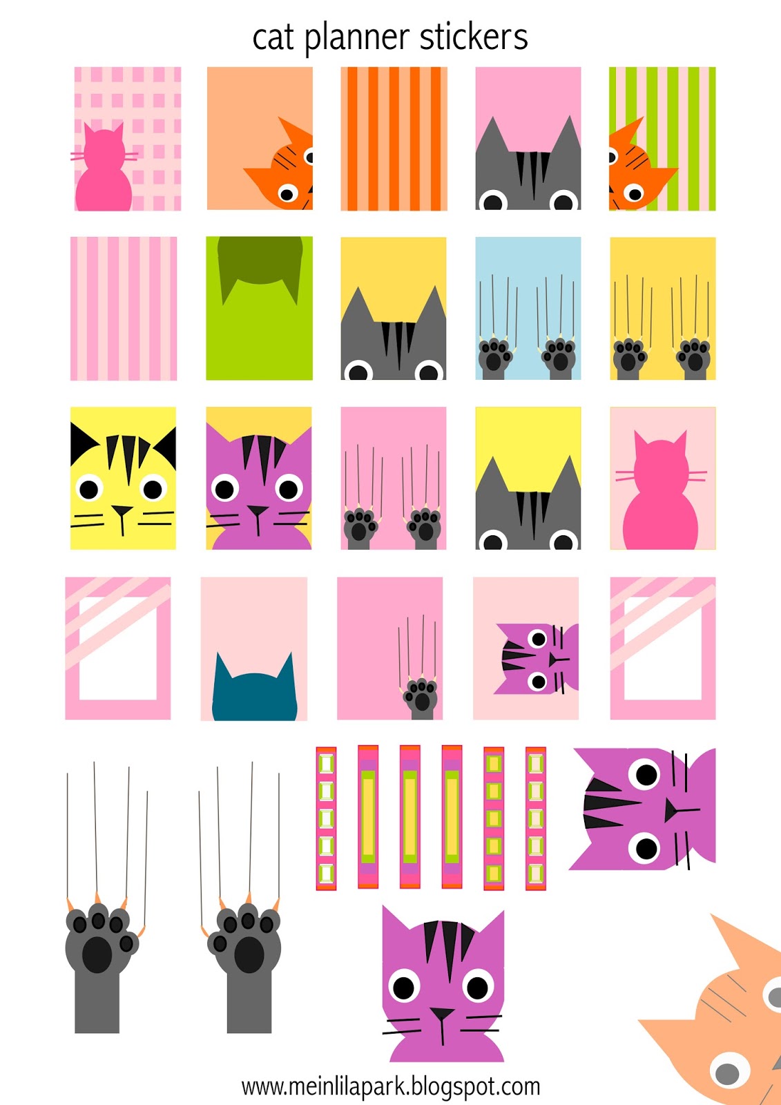 Free printable cat planner stickers - Agendasticker - freebie